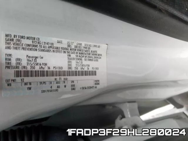 1FADP3F29HL280024 фото 2