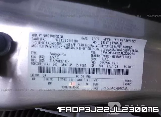 1FADP3J22JL230076 фото 10