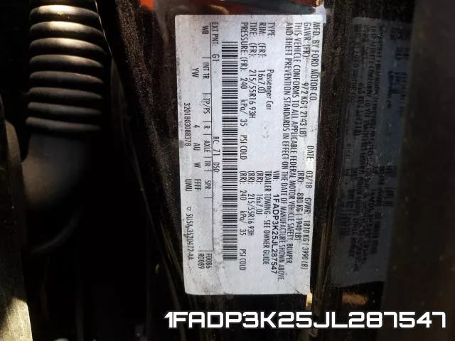 1FADP3K25JL287547 фото 2