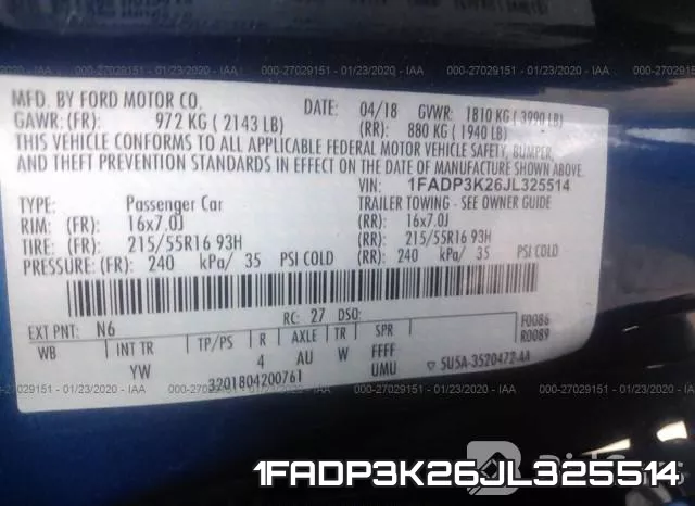 1FADP3K26JL325514 фото 10