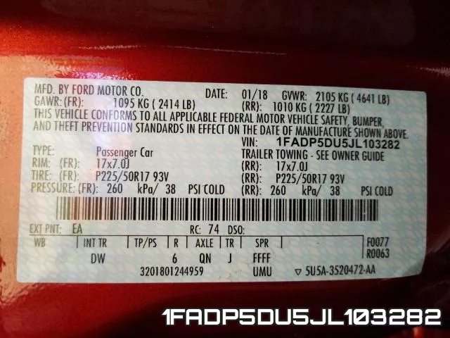 1FADP5DU5JL103282 фото 2