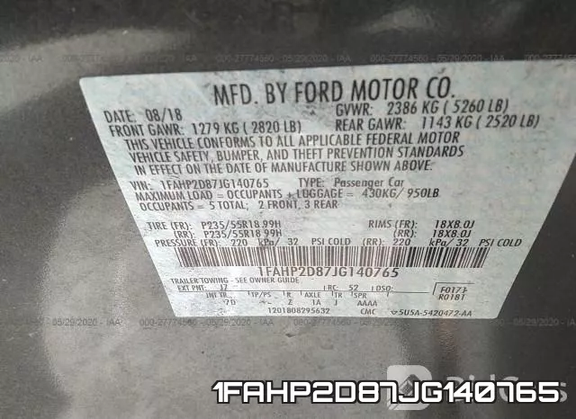 1FAHP2D87JG140765 фото 10