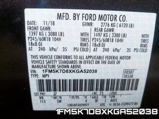 1FM5K7D8XKGA52038 фото 2