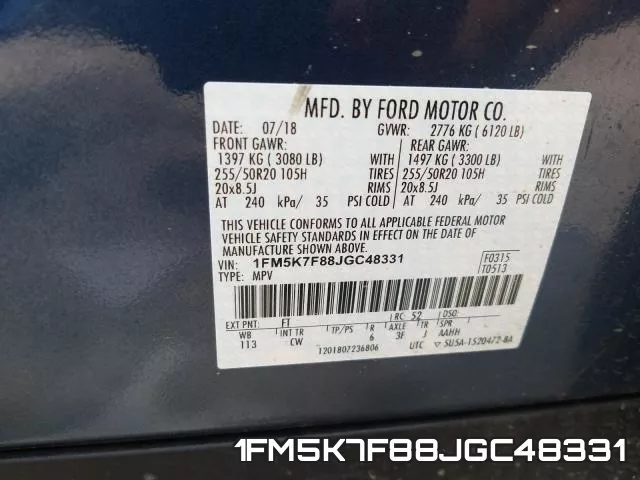 1FM5K7F88JGC48331 фото 2