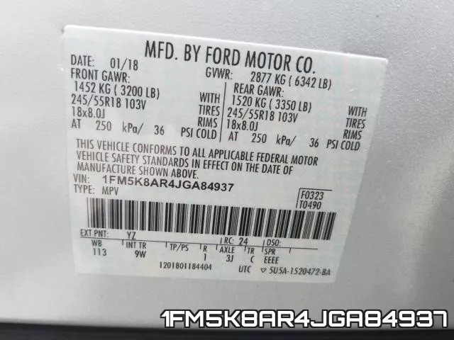 1FM5K8AR4JGA84937 фото 2