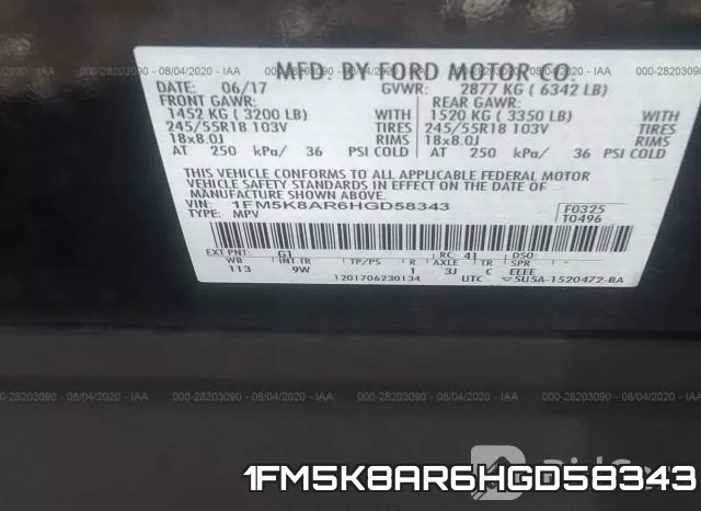1FM5K8AR6HGD58343 фото 10