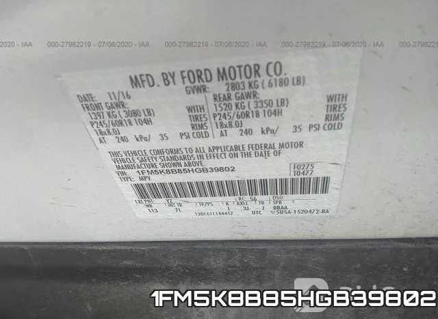 1FM5K8B85HGB39802 фото 10