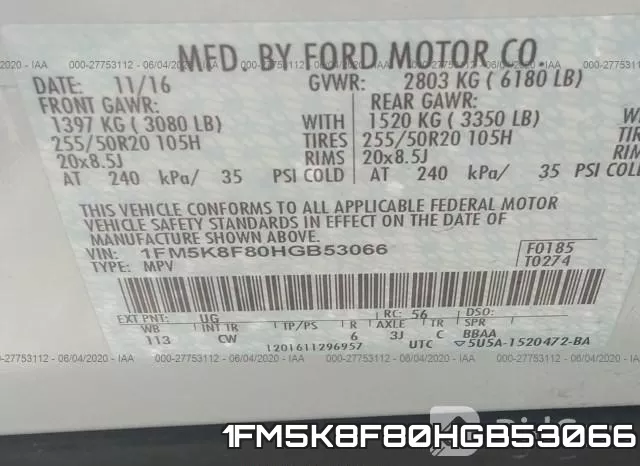 1FM5K8F80HGB53066 фото 10