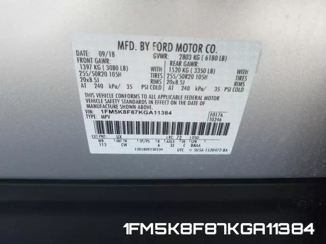 1FM5K8F87KGA11384 фото 2