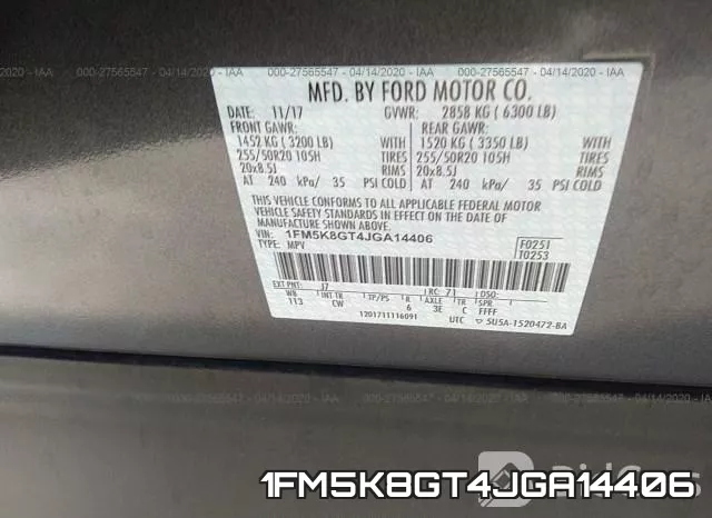 1FM5K8GT4JGA14406 фото 10