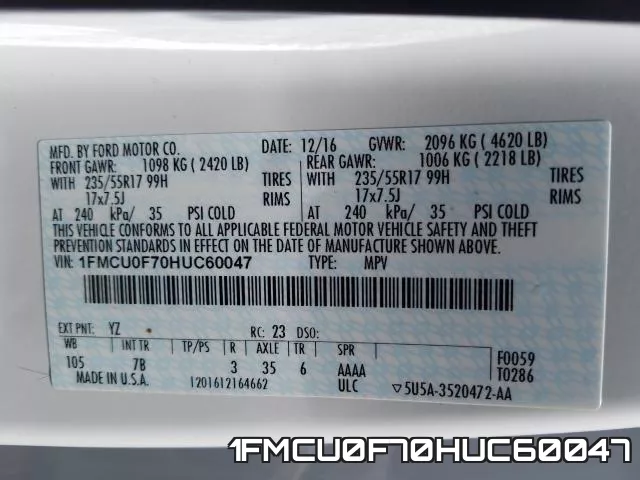 1FMCU0F70HUC60047 фото 2