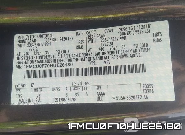 1FMCU0F70HUE26180 фото 10