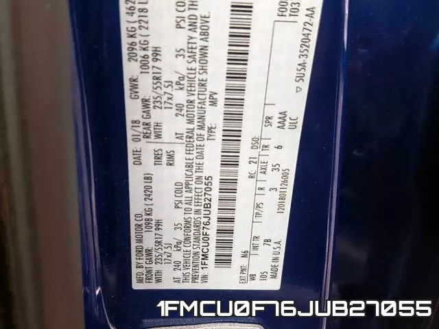 1FMCU0F76JUB27055 фото 2