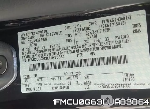1FMCU0G63LUA83864 фото 10