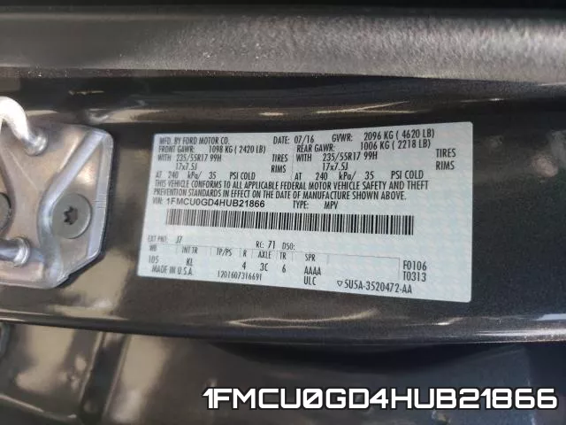 1FMCU0GD4HUB21866 фото 2