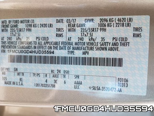 1FMCU0GD4HUD35594 фото 2
