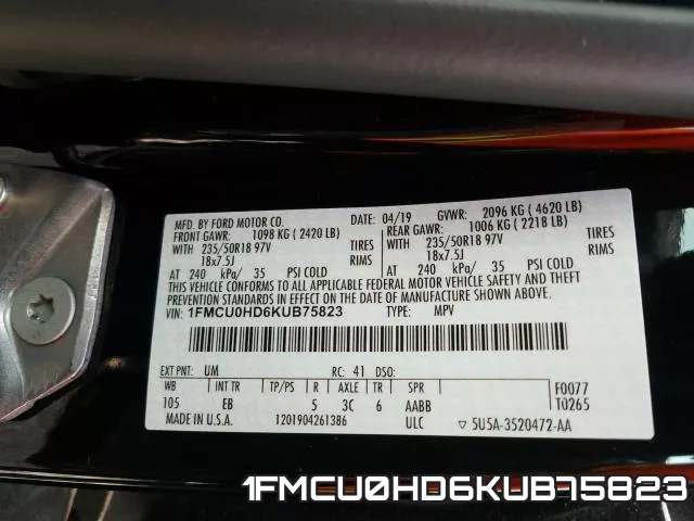 1FMCU0HD6KUB75823 фото 2