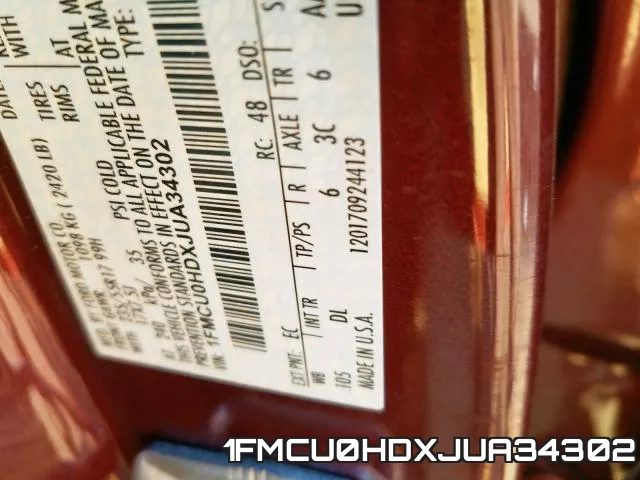 1FMCU0HDXJUA34302 фото 2