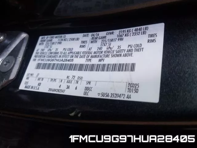 1FMCU9G97HUA28405 фото 2