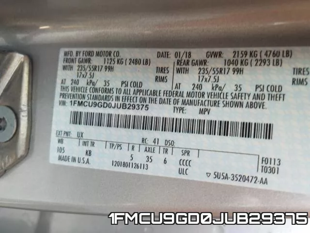 1FMCU9GD0JUB29375 фото 2