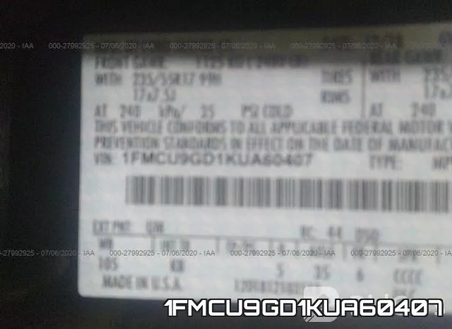 1FMCU9GD1KUA60407 фото 10