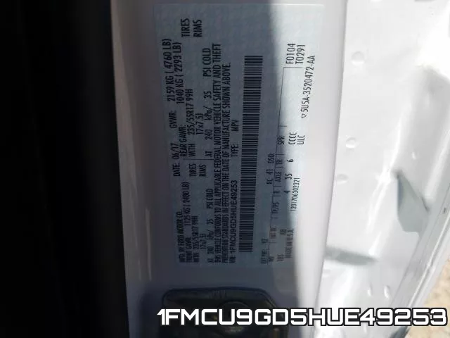 1FMCU9GD5HUE49253 фото 2