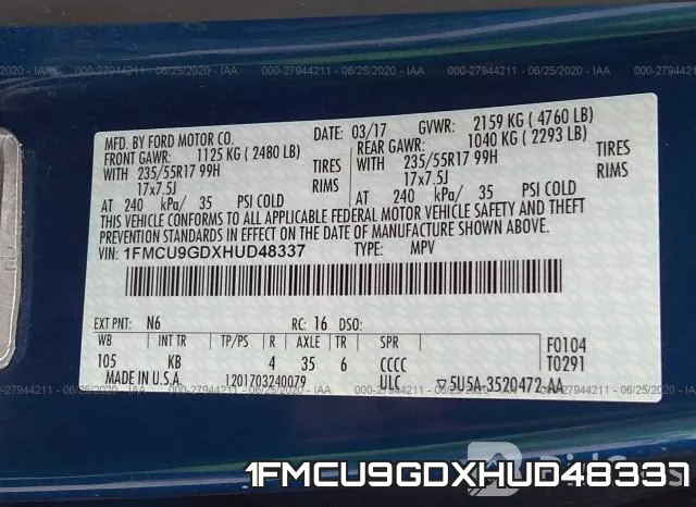 1FMCU9GDXHUD48337 фото 10