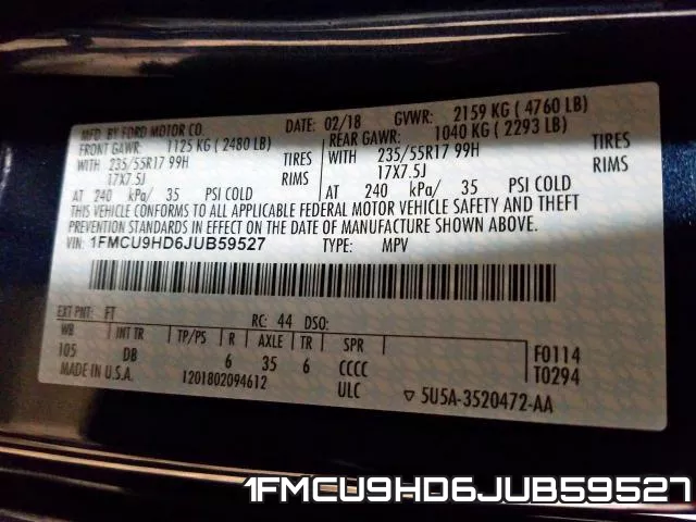 1FMCU9HD6JUB59527 фото 2