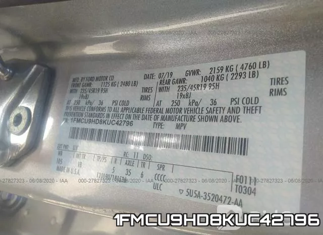 1FMCU9HD8KUC42796 фото 10