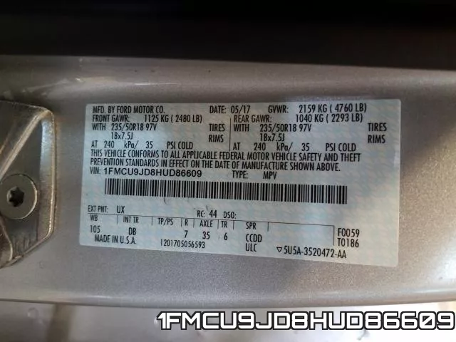 1FMCU9JD8HUD86609 фото 2