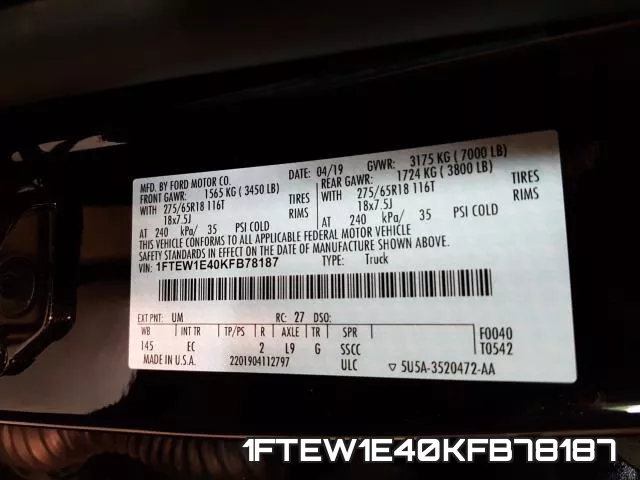 1FTEW1E40KFB78187 фото 2