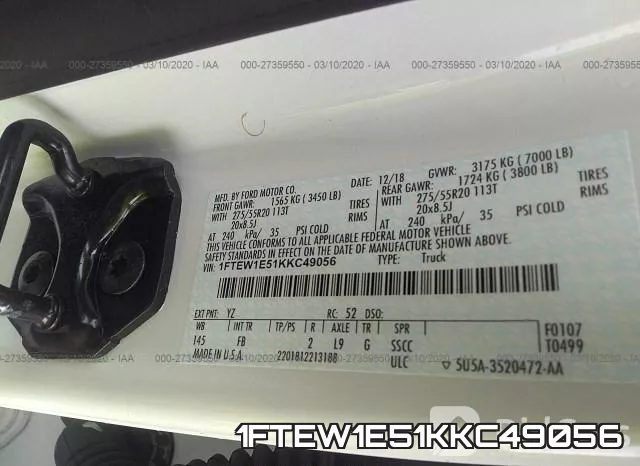 1FTEW1E51KKC49056 фото 10