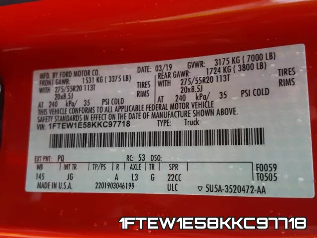 1FTEW1E58KKC97718 фото 2