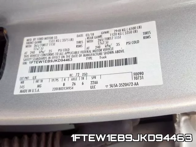 1FTEW1EB9JKD94463 фото 2