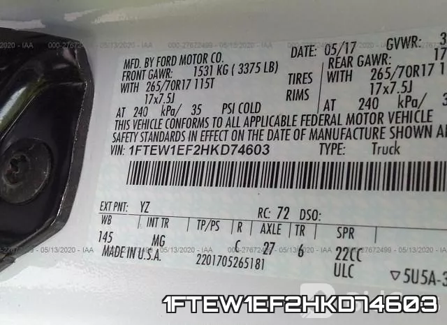 1FTEW1EF2HKD74603 фото 10