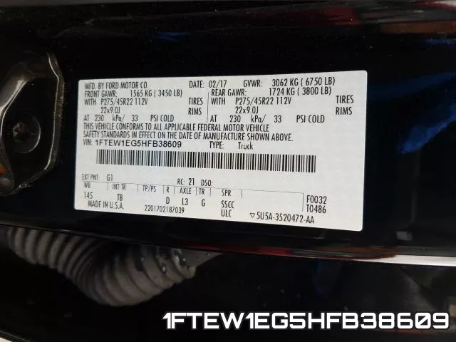 1FTEW1EG5HFB38609 фото 2