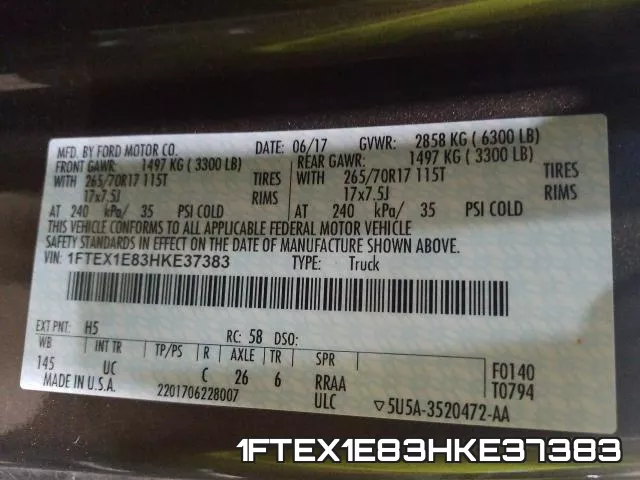 1FTEX1E83HKE37383 фото 2