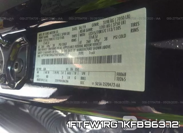 1FTFW1RG7KFB96372 фото 10