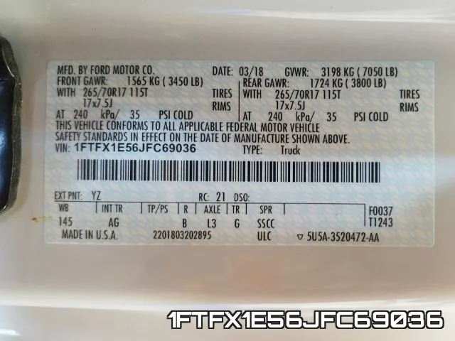1FTFX1E56JFC69036 фото 2