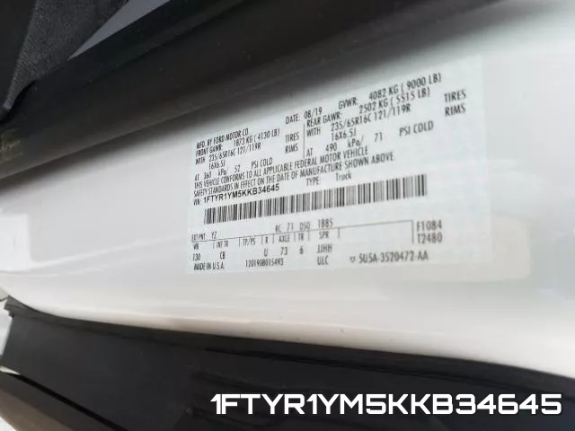 1FTYR1YM5KKB34645 фото 2