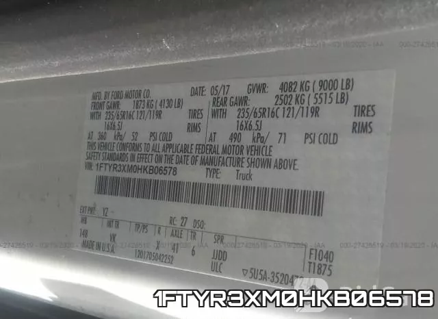 1FTYR3XM0HKB06578 фото 10