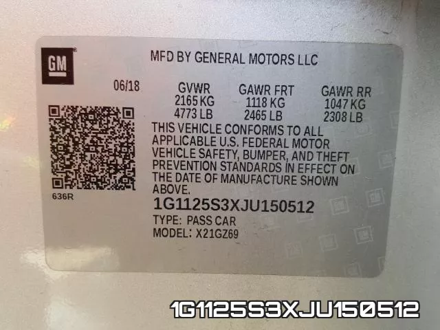1G1125S3XJU150512 фото 2