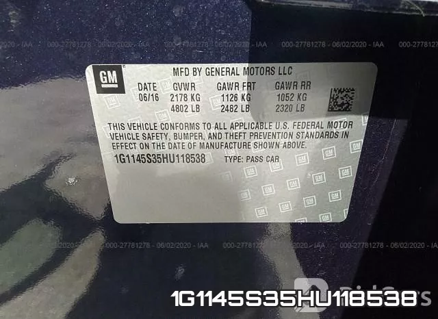 1G1145S35HU118538 фото 10