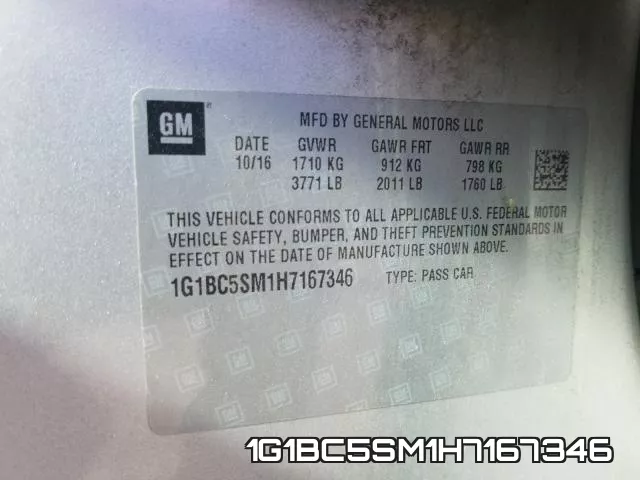 1G1BC5SM1H7167346 фото 2