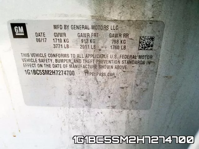 1G1BC5SM2H7274700 фото 2