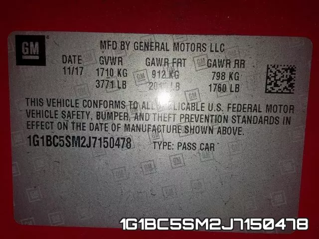 1G1BC5SM2J7150478 фото 2