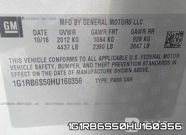 1G1RB6S50HU160356 фото 10