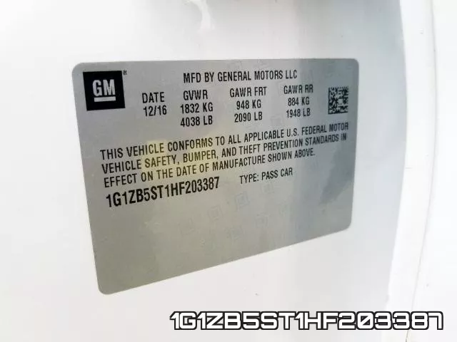 1G1ZB5ST1HF203387 фото 2