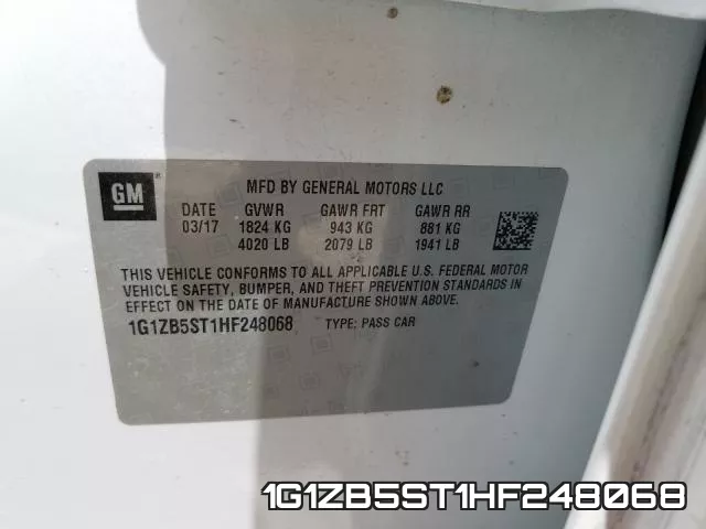 1G1ZB5ST1HF248068 фото 2