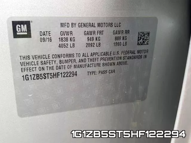 1G1ZB5ST5HF122294 фото 2